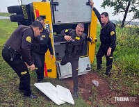 Carro-Forte carregado com tirzepatida tomba na Rodovia PY-02 após frear em pista molhada no Paraguai Carro-Forte carregado com tirzepatida tomba na Rodovia PY-02 após frear em pista molhada no Paraguai