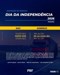 PRF promove restrição a veículos pesados nas rodovias federais do Paraná durante o feriado da Independência PRF promove restrição a veículos pesados nas rodovias federais do Paraná durante o feriado da Independência
