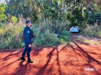 GM localiza na área rural de Foz carro de motorista de aplicativo tomado em assalto GM localiza na área rural de Foz carro de motorista de aplicativo tomado em assalto