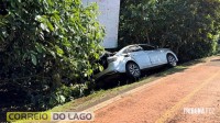 Veículo sai da pista, bate contra poste e condutor fica ferido, na entrada do distrito de Sub-Sede em Santa Helena Veículo sai da pista, bate contra poste e condutor fica ferido, na entrada do distrito de Sub-Sede em Santa Helena