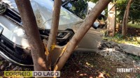 Veículo sai da pista, bate contra poste e condutor fica ferido, na entrada do distrito de Sub-Sede em Santa Helena Veículo sai da pista, bate contra poste e condutor fica ferido, na entrada do distrito de Sub-Sede em Santa Helena