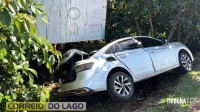 Veículo sai da pista, bate contra poste e condutor fica ferido, na entrada do distrito de Sub-Sede em Santa Helena Veículo sai da pista, bate contra poste e condutor fica ferido, na entrada do distrito de Sub-Sede em Santa Helena