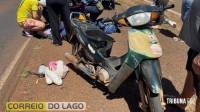 Mulher fica ferida após queda de motocicleta na PR-488 em Santa Helena Mulher fica ferida após queda de motocicleta na PR-488 em Santa Helena