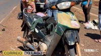 Mulher fica ferida após queda de motocicleta na PR-488 em Santa Helena Mulher fica ferida após queda de motocicleta na PR-488 em Santa Helena
