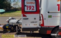 Mulher fica ferida após queda de motocicleta na PR-488 em Santa Helena Mulher fica ferida após queda de motocicleta na PR-488 em Santa Helena