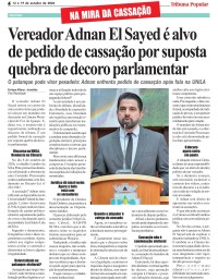 Vereador Adnan El Sayed é alvo de pedido de cassação por suposta quebra de decoro parlamentar Vereador Adnan El Sayed é alvo de pedido de cassação por suposta quebra de decoro parlamentar