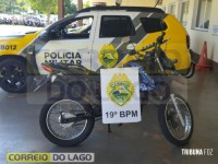 Motocicleta paraguaia com placa adulterada é apreendida em Santa Helena Motocicleta paraguaia com placa adulterada é apreendida em Santa Helena