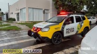 Acidente entre carro e motocicleta mobiliza SAMU e PM no centro de Santa Helena Acidente entre carro e motocicleta mobiliza SAMU e PM no centro de Santa Helena