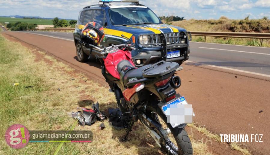 Motociclista é socorrido após acidente na BR-277 em Medianeira