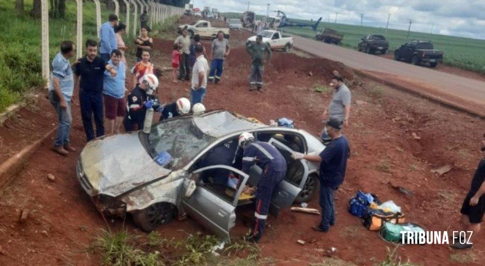 Helicóptero do SAMU é acionado após acidente de trânsito em Vera Cruz do Oeste