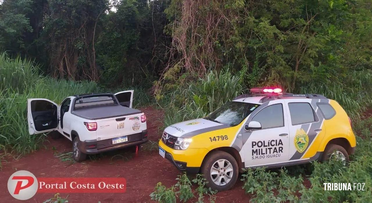 PM recupera Fiat Strada tomado em assalto em São Miguel do Iguaçu