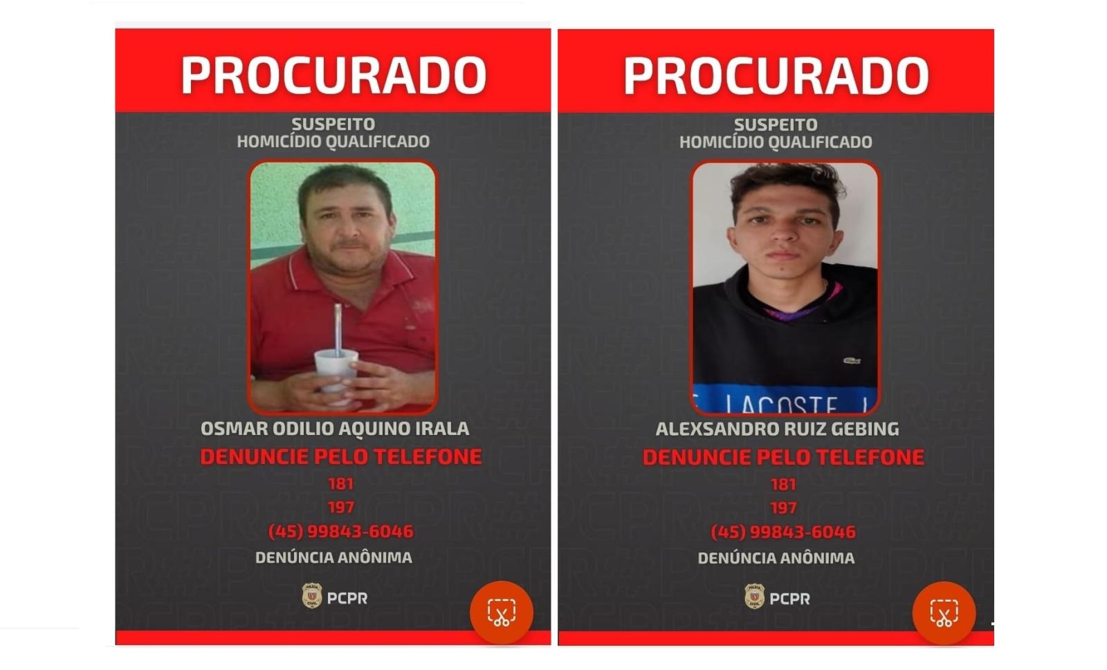 Policia Civil procura dois homens acusados de homicídio em Foz do Iguaçu