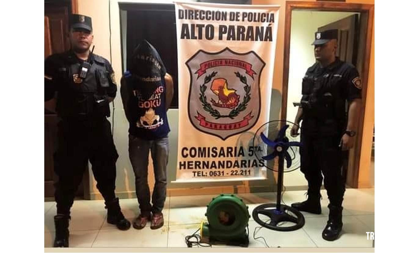 Policia Nacional do Paraguai prende ladrão em flagrante em Hernandárias