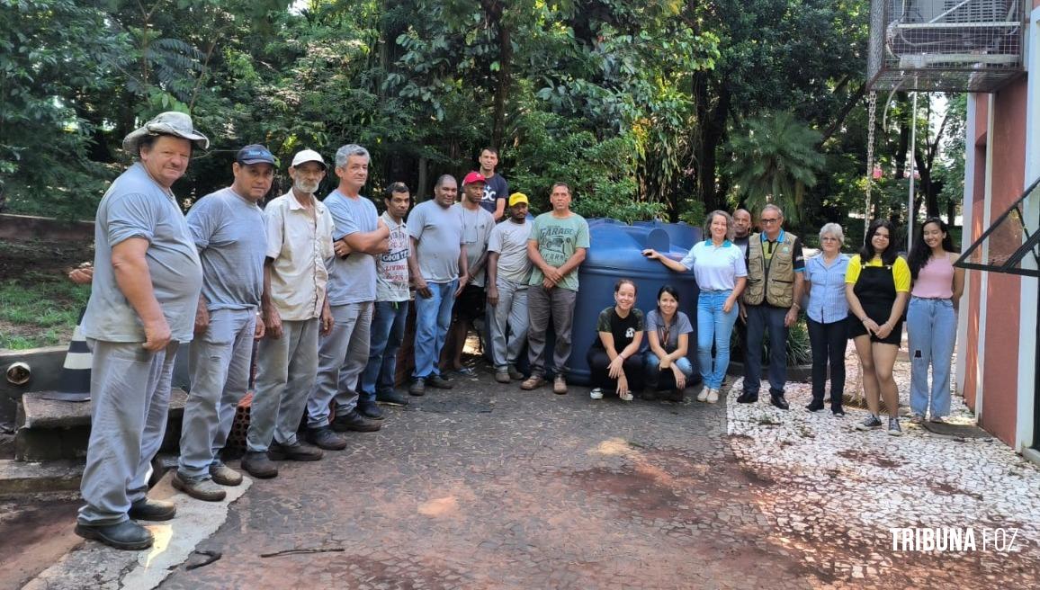 Secretaria de Meio Ambiente promove ação para construção de cisterna no Centro de Educação Ambiental do Iguaçu