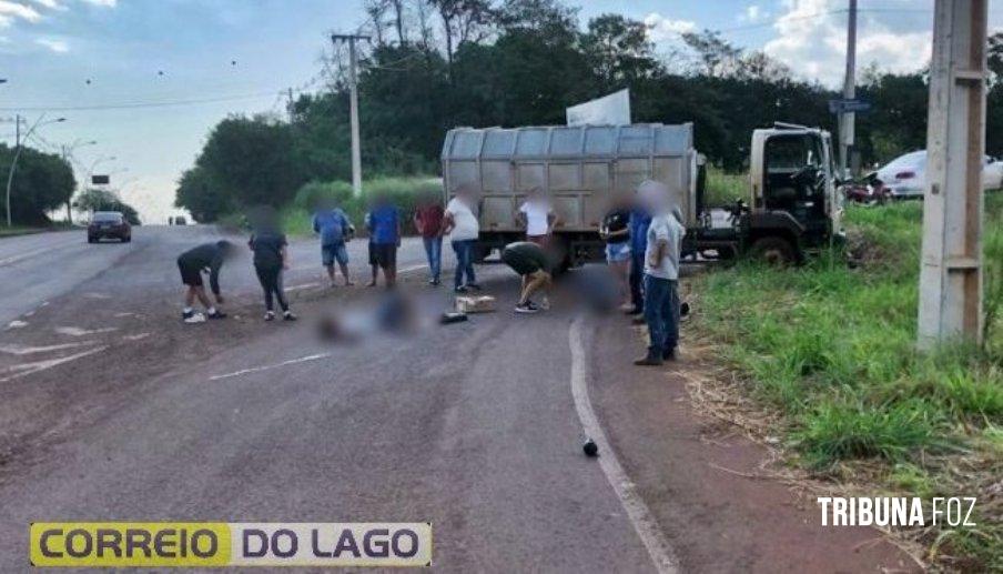 Acidente no acesso à Estrada do Lira deixa dois feridos, em Marechal Cândido Rondon