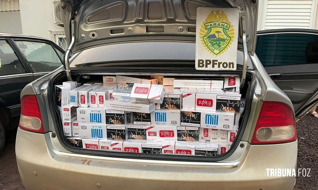 BPFRON apreende carro carregado com cigarros contrabandeados em Corbélia