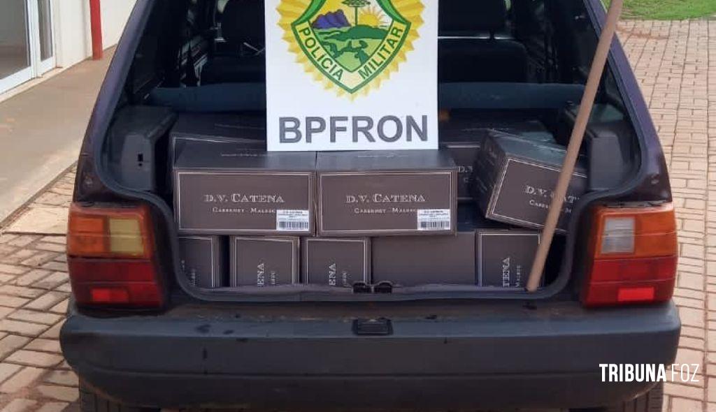 BPFRON apreende veículo carregado com vinhos contrabandeados da Argentina