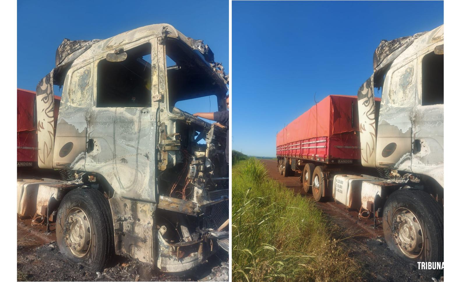 Caminhão pega fogo na Ruta PY-07 em Porto Índio