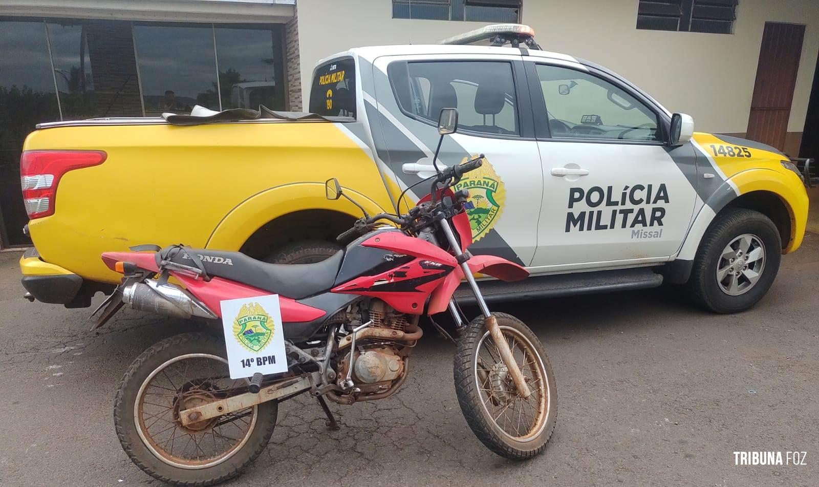 Polícia Militar recupera motocicleta furtada na cidade de Missal