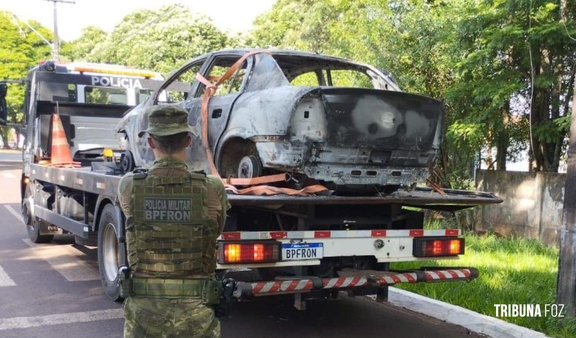 BPFRON localiza carro queimado que havia sido furtado da prefeitura de Formosa do Oeste