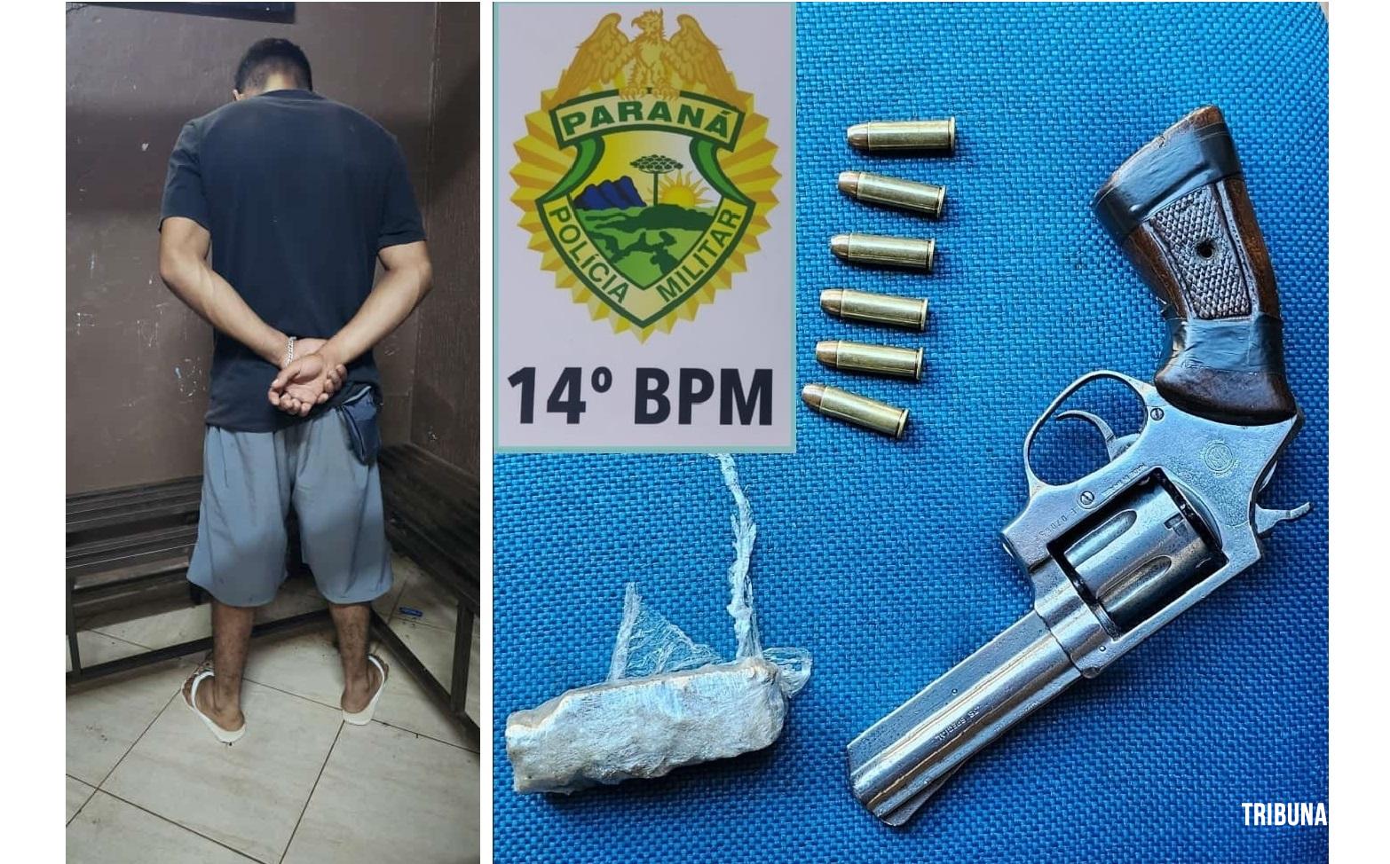 PM prende suspeito com revolver 38 e maconha no Bairro Porto Belo