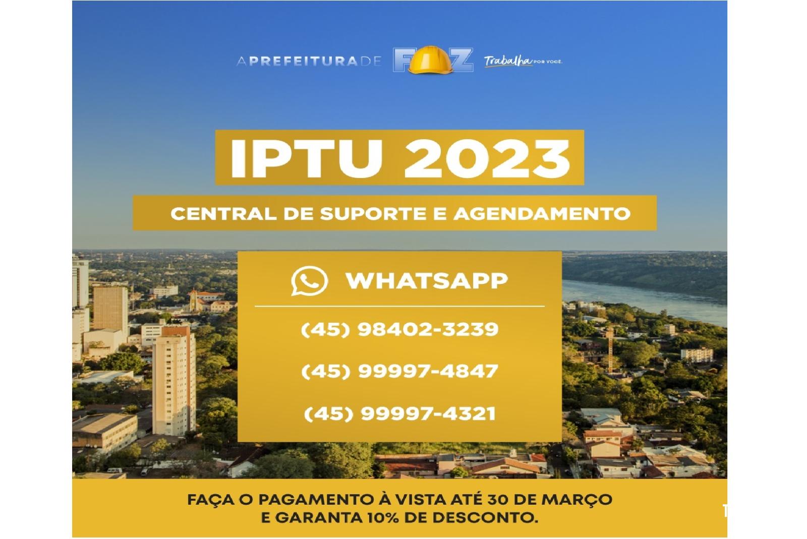 Primeira parcela ou cota única do IPTU 2023 vence dia 30 de março