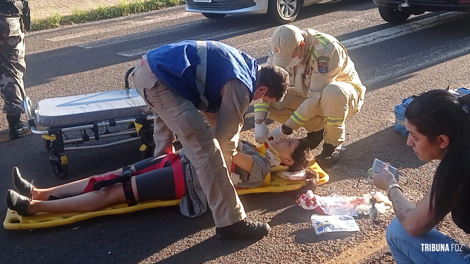 Siate socorre ciclista que foi atropelada na Av. Dos Imigrantes