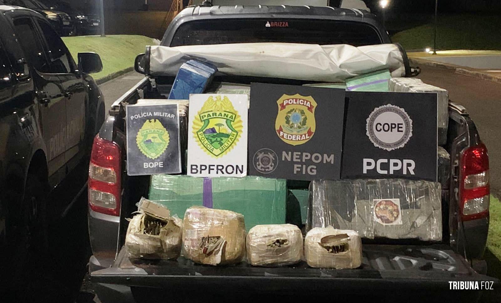 Forcas de segurança apreendem 911 Kg de maconha e centenas de munições em Santa Helena