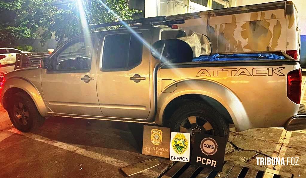 PF, BPFRON e COPE apreendem veículos com pneus e cigarros contrabandeados em Santa Helena