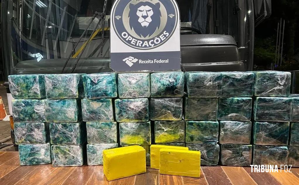 Receita Federal de Foz apreende 155 kg de cocaína em ônibus em São Miguel do Iguaçu