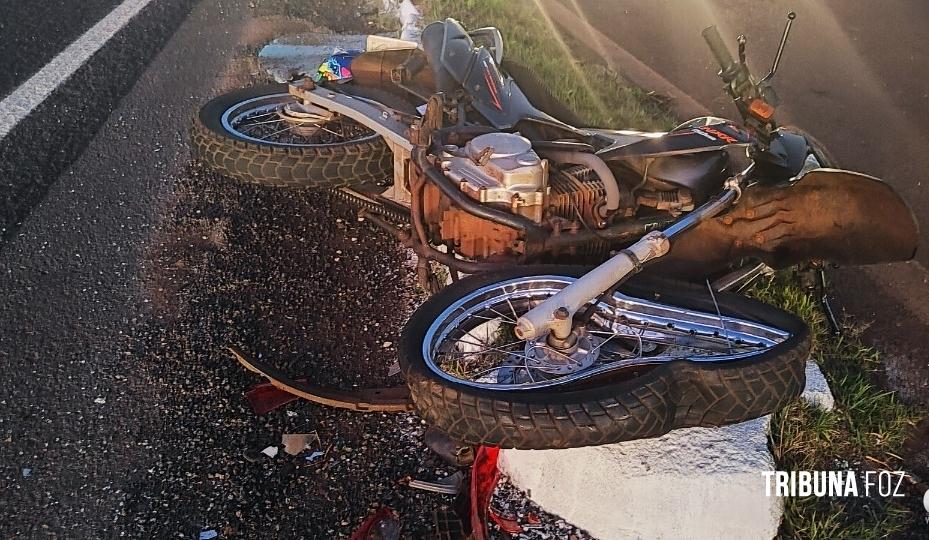 Acidente no trevo de acesso da BR 277 deixa motociclista em estado grave em SMI