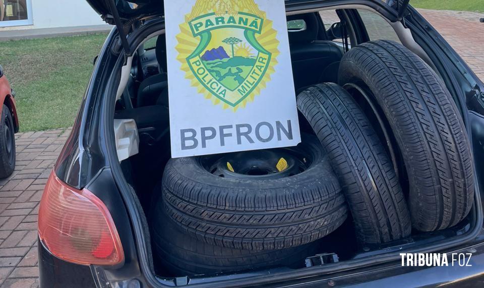 BPFRON apreende veículo carregado com pneus em Realeza