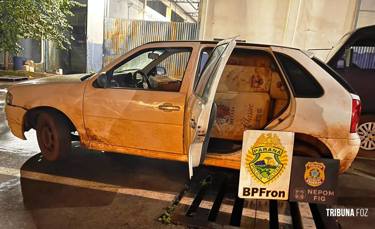 BPFRON e PF apreendem carro com cigarros contrabandeados em Santa Helena