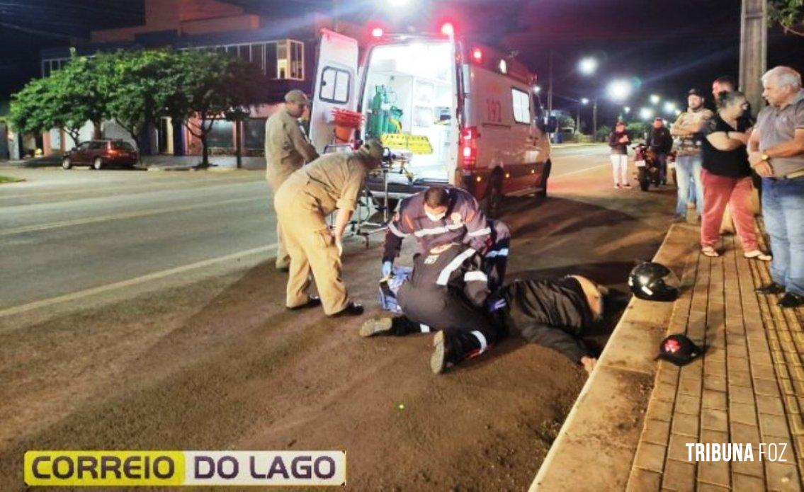 Motociclista tem fratura exposta após acidente na PR-317 em Santa Helena