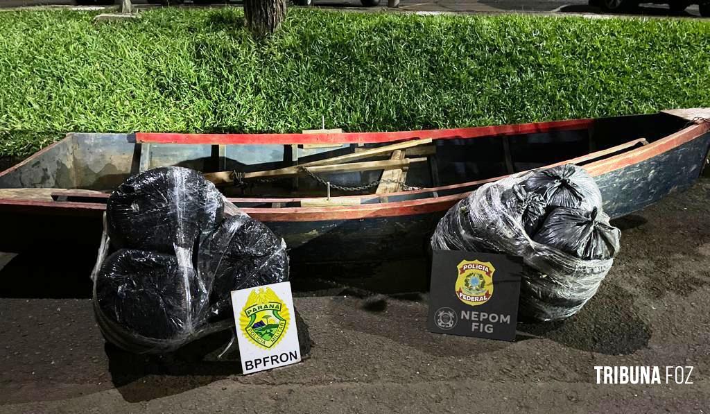 PF E BPFRON apreendem fardos de maconha em embarcação no Rio Paraná