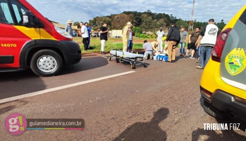 Duas pessoas ficam feridas em acidente envolvendo motocicleta em São Miguel do Iguaçu