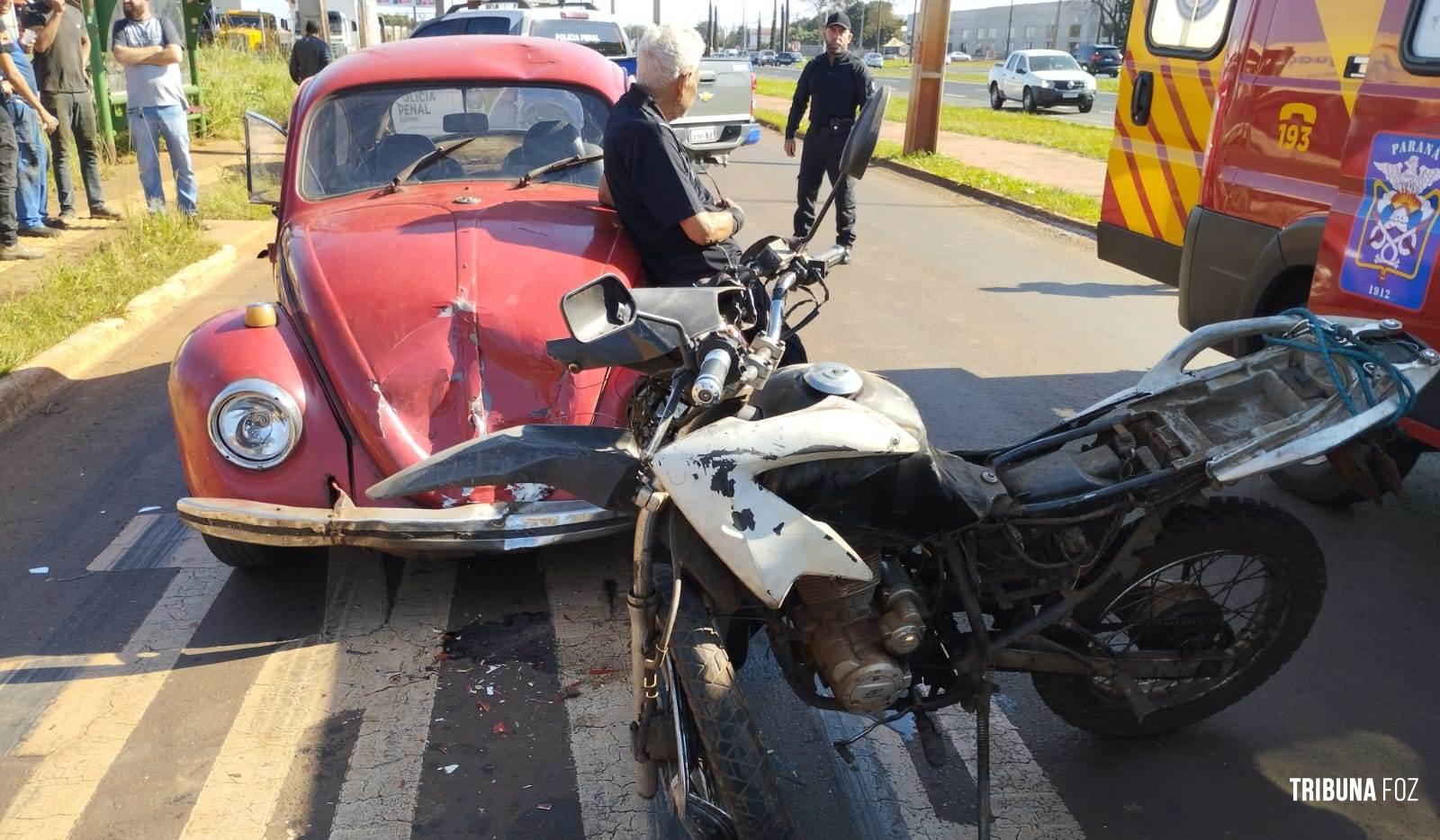 Motociclista é socorrido após colisão no Bairro Portal da Foz