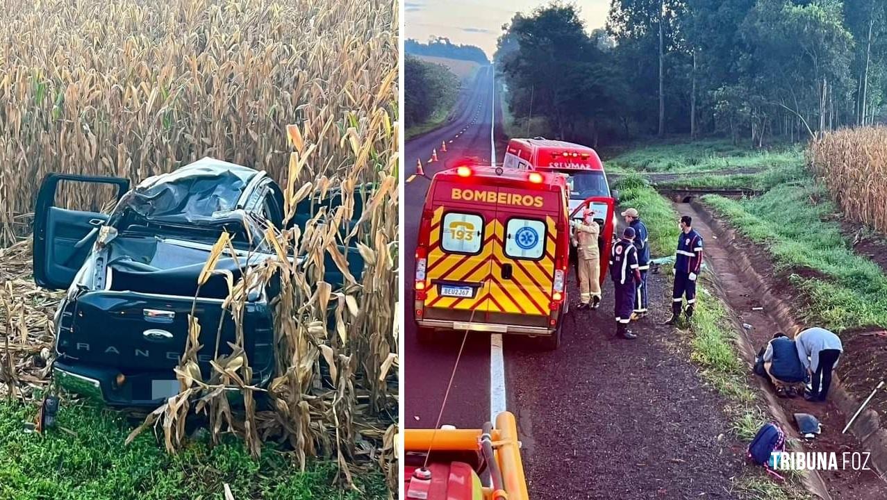 Uma pessoa morre e três ficam feridas em grave acidente entre Itaipulândia e São Miguel do Iguaçu