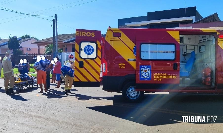 Acidente próximo ao CTG em São Miguel do Iguaçu deixa motociclista ferido