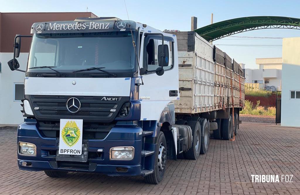 BPFRON apreende carreta  carregada com fios de cobre e alumínio em Santo Antônio do Sudoeste