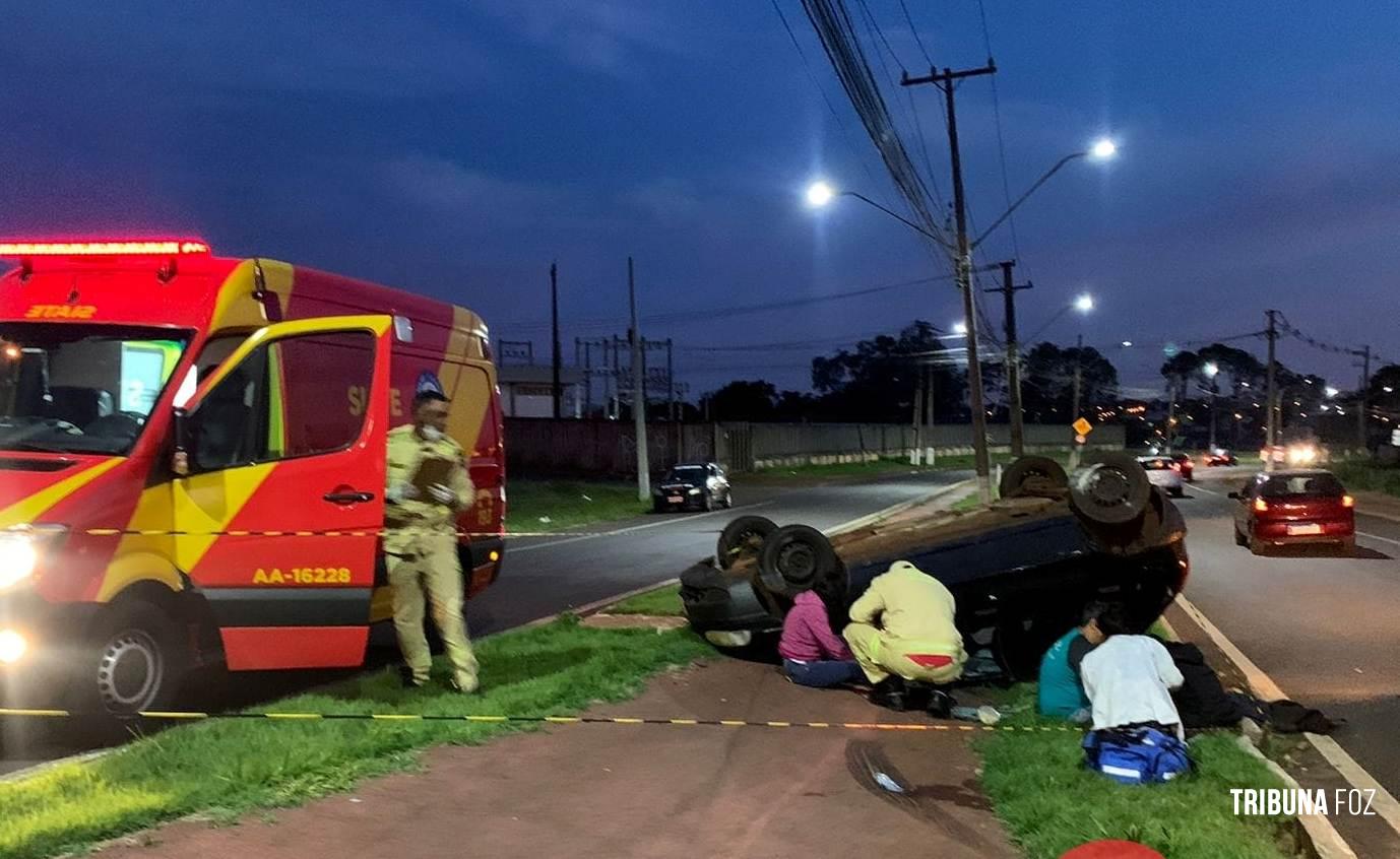 Homem briga com a condutora e provoca capotamento na Av. Andradina