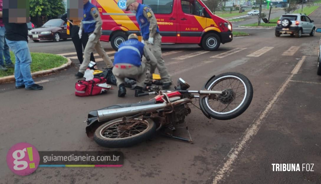 Motociclista fica ferido após colisão na cidade de Medianeira