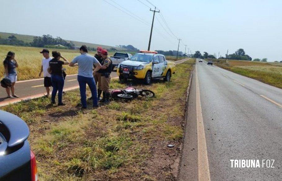 Motociclista fica gravemente ferido após sofrer queda durante ultrapassagem em Santa Helena