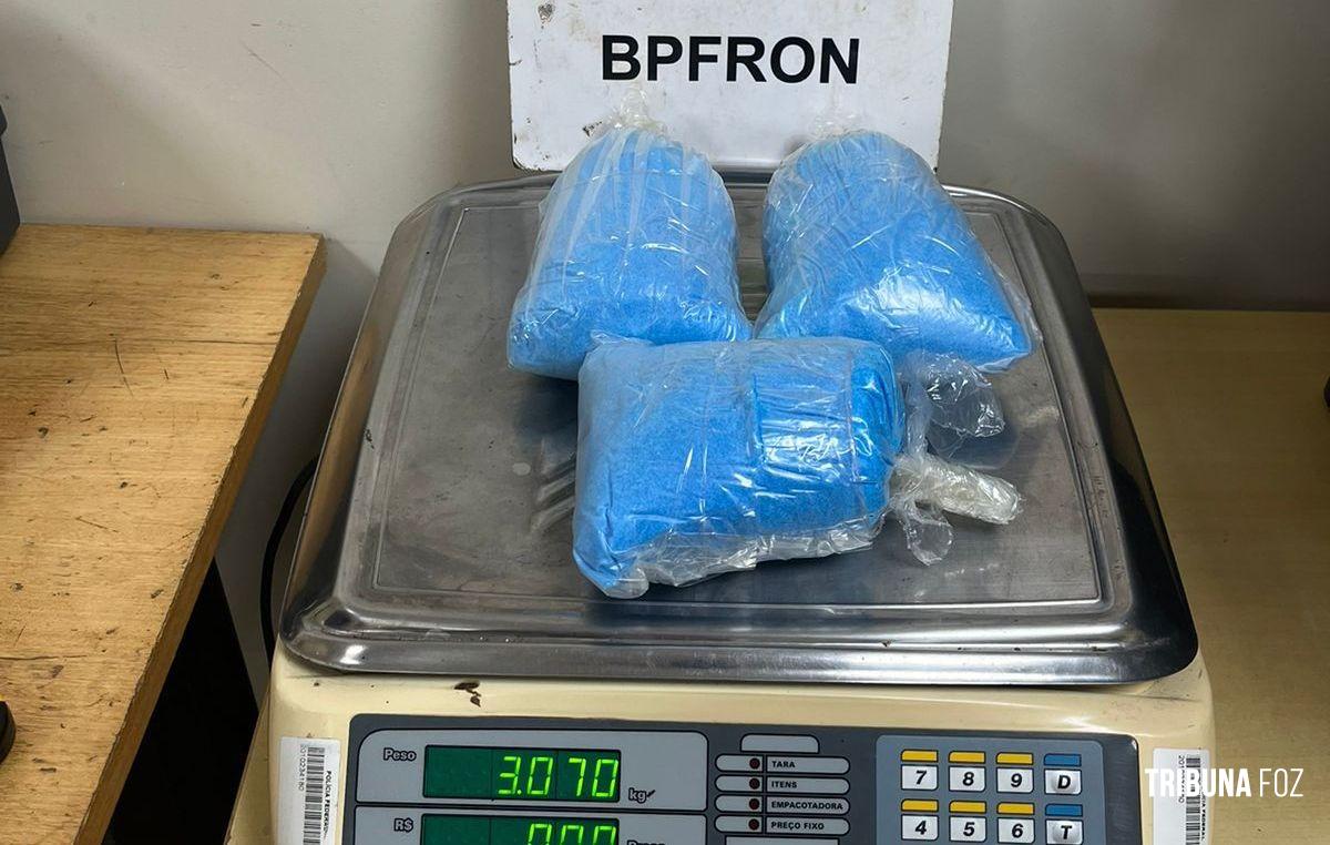 BPFRON apreende 3 Kg de  substância análoga a metanfetamina em Foz do Iguaçu 