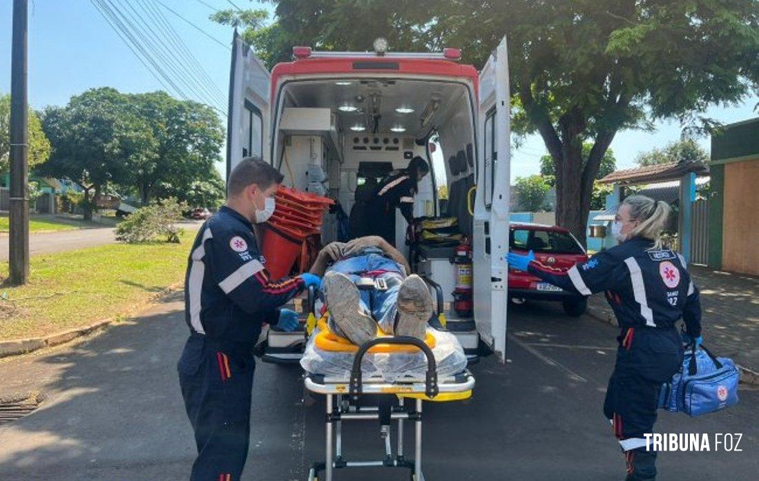 Ciclista é socorrido pelo SAMU após sofrer queda em Santa Helena