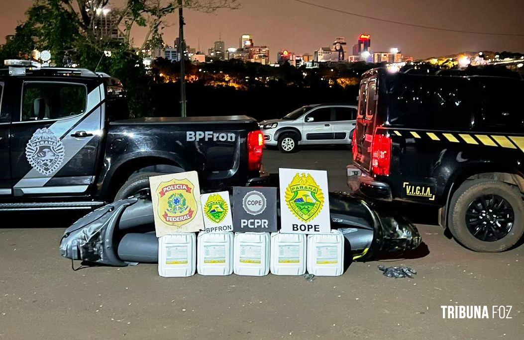 PF e BPFRON apreendem 100 litros de agrotóxicos contrabandeados em Foz do Iguaçu