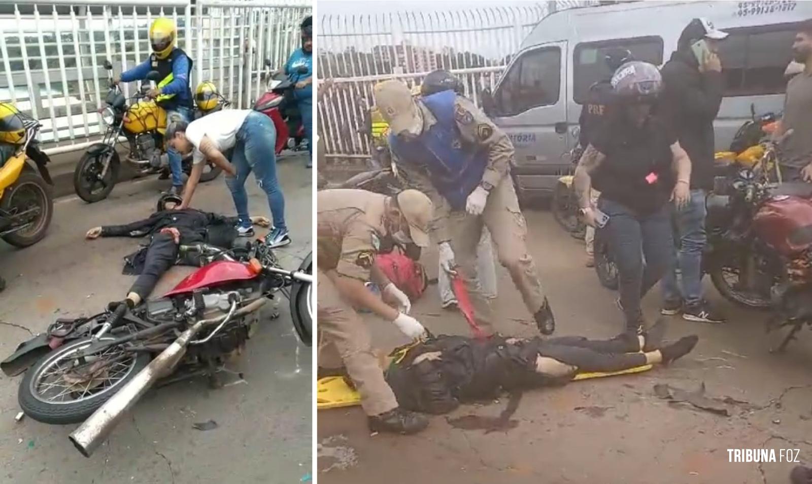 Um motociclista morto e outro ferido após colisão de duas motos em cima da Ponte da Amizade