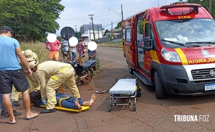 Motociclista fica ferido em acidente com carro em São Miguel do Iguaçu