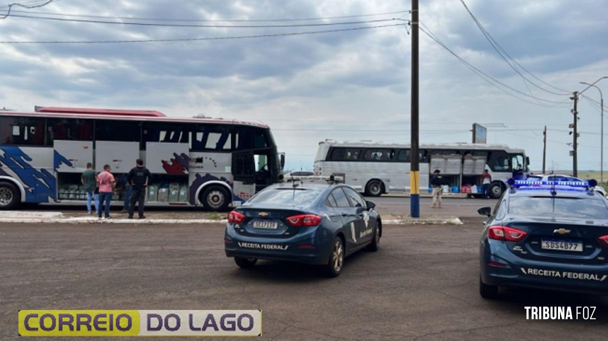 Ônibus carregados com eletrônicos, cigarros, cigarros, vinhos e azeites são apreendidos na BR-277