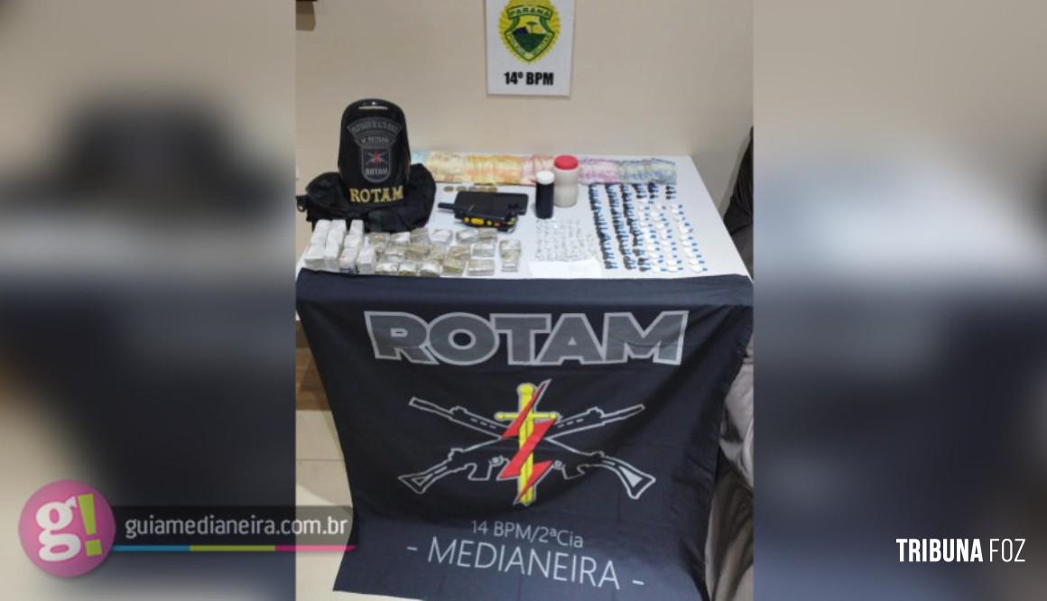 ROTAM apreende drogas e detém indivíduo por tráfico de drogas em Medianeira